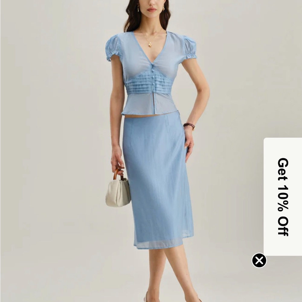 Elegant Blue Women's Skirt Set